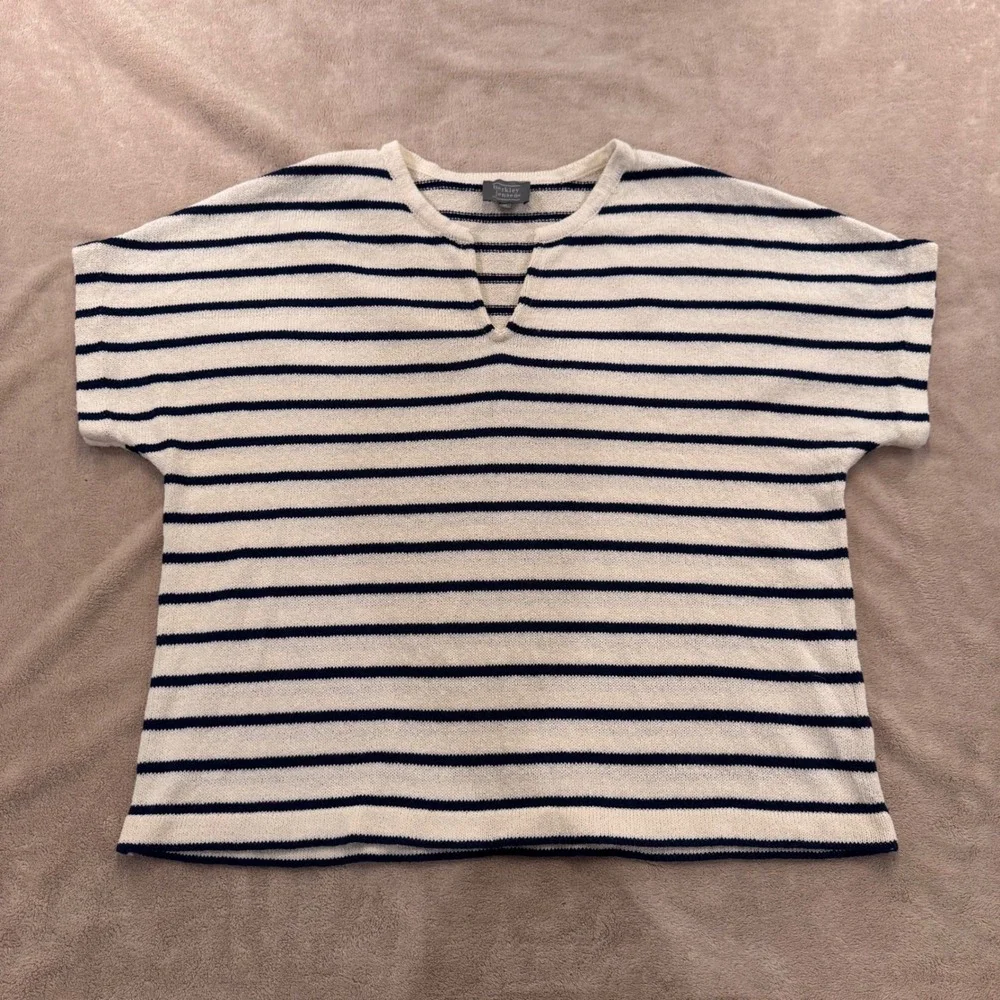 Hamptons Coastal Nautical Knit Lounge Set Resort Yacht Club Shorts Navy Sz XL/L